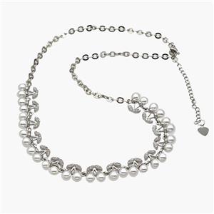 Copper Cherry Necklace Pave Pearlized Resin Platinum Plated, approx 10mm, 40-45cm length [FN48948]