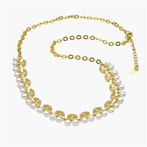Copper Cherry Necklace Pave Pearlized Resin Gold Plated, approx 10mm, 40-45cm length [FN48949]