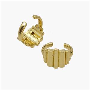 Copper Clip Earrings Gold Plated, approx 9mm, 13mm dia [FN48955]