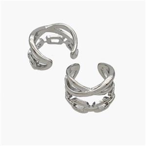 Copper Clip Earrings Platinum Plated, approx 9mm, 14mm dia [FN48964]