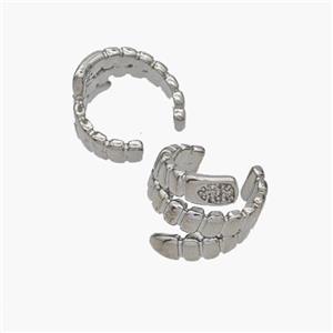 Copper Clip Earrings Pave Zirconia Platinum Plated, approx 12mm, 13mm dia [FN48970]