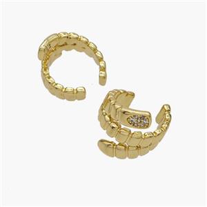 Copper Clip Earrings Pave Zirconia Gold Plated, approx 12mm, 13mm dia [FN48971]