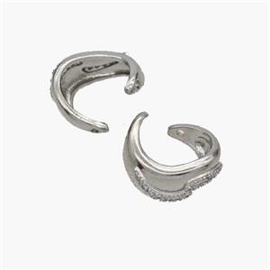 Copper Clip Earrings Pave Zirconia Platinum Plated, approx 7mm, 15mm dia [FN48972]