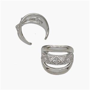 Copper Clip Earrings Pave Zirconia Platinum Plated, approx 12mm, 13mm dia [FN48976]