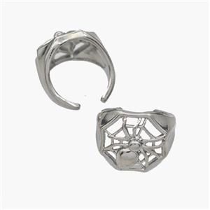 Copper Clip Earrings Spider Platinum Plated, approx 12.5mm, 15mm dia [FN48978]
