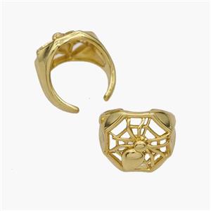 Copper Clip Earrings Spider Gold Plated, approx 12.5mm, 15mm dia [FN48979]