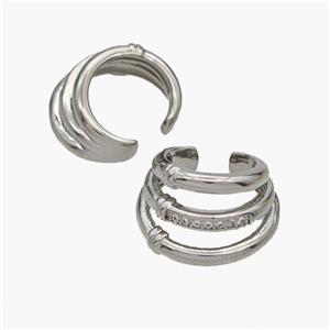 Copper Clip Earrings Pave Zirconia Platinum Plated, approx 11mm, 11-18mm dia [FN48982]