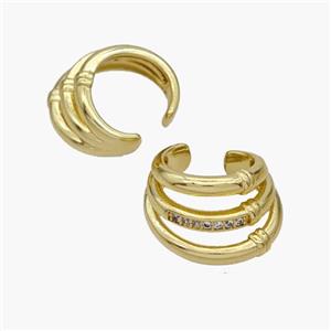 Copper Clip Earrings Pave Zirconia Gold Plated, approx 11mm, 11-18mm dia [FN48983]