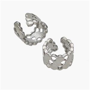 Copper Clip Earrings Platinum Plated, approx 8mm, 13mm dia [FN48988]