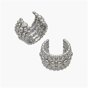 Copper Clip Earrings Platinum Plated, approx 9mm, 15mm dia [FN48992]