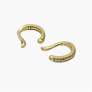 Copper Hook Earrings Pave Zirconia Gold Plated, approx 12-14mm dia [FN48997]
