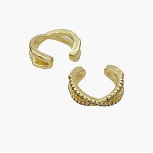 Copper Clip Earrings Pave Zirconia Gold Plated, approx 5mm, 14mm dia [FN49000]
