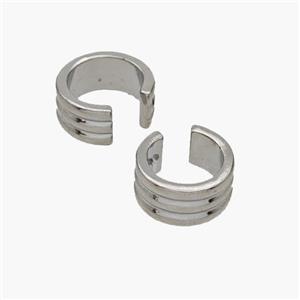Copper Clip Earrings Platinum Plated, approx 6.5mm, 14mm dia [FN49003]