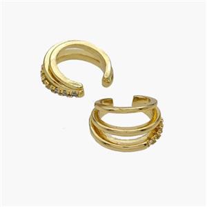 Copper Clip Earrings Pave Zirconia Gold Plated, approx 9mm, 14mm dia [FN49006]