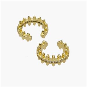 Copper Clip Earrings Pave Zirconia Gold Plated, approx 5.5mm, 14mm dia [FN49008]