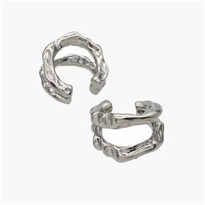 Copper Clip Earrings Platinum Plated, approx 11mm, 15mm dia [FN49010]