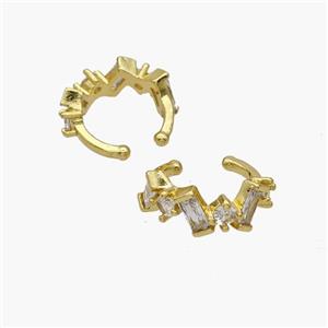 Copper Clip Earrings Pave Zirconia Gold Plated, approx 6.5mm, 17mm dia [FN49016]
