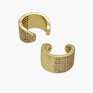 Copper Clip Earrings Pave Zirconia Gold Plated, approx 8.5mm, 14mm dia [FN49017]
