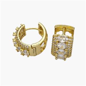 Copper Hoop Earring Pave Zirconia Gold Plated, approx 10mm, 17mm dia [FN49020]