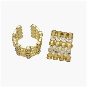 Copper Clip Earrings Pave Zirconia Gold Plated, approx 12mm, 16mm dia [FN49021]