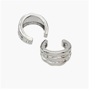 Copper Clip Earrings Platinum Plated, approx 7.5mm, 13.5mm dia [FN49026]