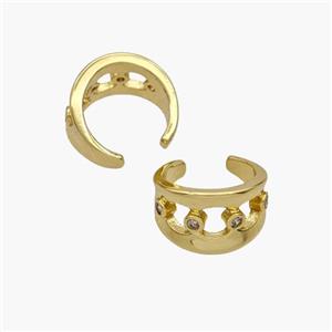 Copper Clip Earrings Pave Zirconia Gold Plated, approx 8.5mm, 12.5mm dia [FN49029]