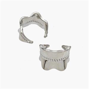 Copper Clip Earrings Platinum Plated, approx 10mm, 13mm dia [FN49030]