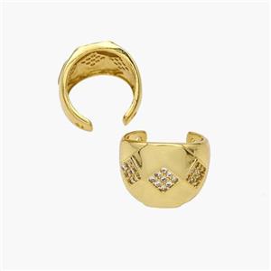 Copper Clip Earrings Pave Zirconia Gold Plated, approx 11mm, 14mm dia [FN49035]