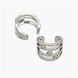 Copper Clip Earrings Pave Zirconia Platinum Plated, approx 10mm, 13mm dia [FN49036]