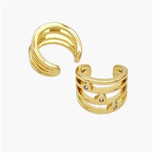 Copper Clip Earrings Pave Zirconia Gold Plated, approx 10mm, 13mm dia [FN49037]