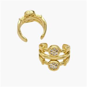 Copper Clip Earrings Pave Zirconia Gold Plated, approx 11.5mm, 13.5mm dia [FN49039]