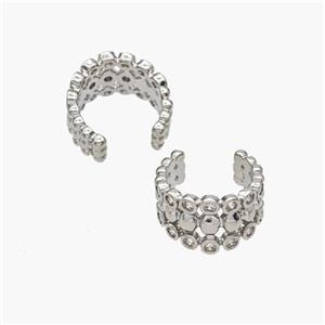 Copper Clip Earrings Pave Zirconia Platinum Plated, approx 8.5mm, 13mm dia [FN49040]