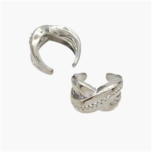 Copper Clip Earrings Platinum Plated, approx 9mm, 14mm dia [FN49042]