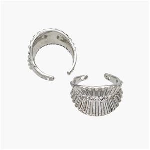 Copper Clip Earrings Pave Zirconia Platinum Plated, approx 9.5mm, 14mm dia [FN49044]