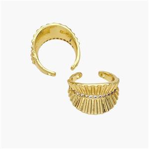 Copper Clip Earrings Pave Zirconia Gold Plated, approx 9.5mm, 14mm dia [FN49045]