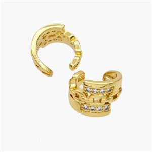 Copper Clip Earrings Pave Zirconia Gold Plated, approx 10mm, 13mm dia [FN49047]