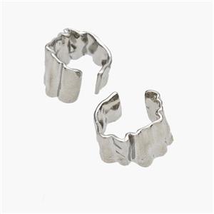 Copper Clip Earrings Platinum Plated, approx 9.5mm, 13mm dia [FN49048]