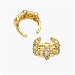 Copper Clip Earrings Pave Zirconia Gold Plated, approx 10mm, 15mm dia [FN49053]