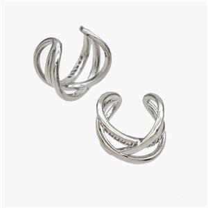 Copper Clip Earrings Pave Zirconia Platinum Plated, approx 11mm, 15.5mm dia [FN49054]