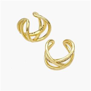 Copper Clip Earrings Pave Zirconia Gold Plated, approx 11mm, 15.5mm dia [FN49055]