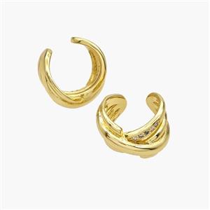 Copper Clip Earrings Pave Zirconia Gold Plated, approx 10mm, 15mm dia [FN49057]