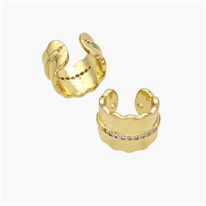 Copper Clip Earrings Pave Zirconia Gold Plated, approx 10mm, 13mm dia [FN49059]