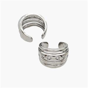 Copper Clip Earrings Pave Zirconia Platinum Plated, approx 10mm, 15mm dia [FN49062]