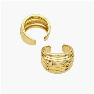 Copper Clip Earrings Pave Zirconia Gold Plated, approx 10mm, 15mm dia [FN49063]
