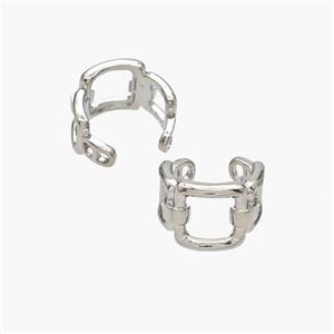 Copper Clip Earrings Platinum Plated, approx 9mm, 13mm dia [FN49070]