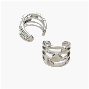 Copper Clip Earrings Heart Platinum Plated, approx 11mm, 13mm dia [FN49074]