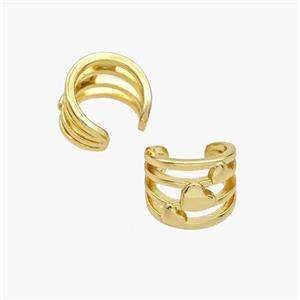 Copper Clip Earrings Heart Gold Plated, approx 11mm, 13mm dia [FN49075]