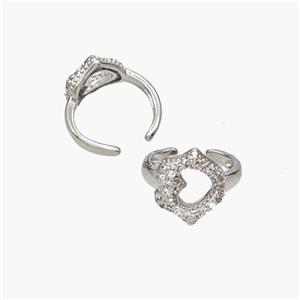 Copper Clip Earrings Pave Zirconia Platinum Plated, approx 11mm, 14mm dia [FN49076]