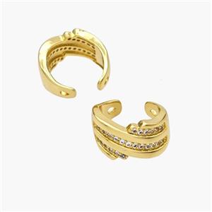 Copper Clip Earrings Pave Zirconia Gold Plated, approx 9mm, 14.5mm dia [FN49081]