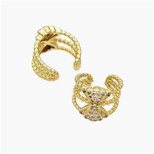 Copper Clip Earrings Pave Zirconia Gold Plated, approx 9.5mm, 12mm dia [FN49083]